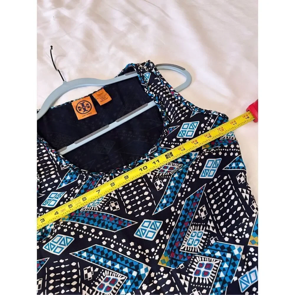 Tory Burch Camilla Dasha Silk Blue and Black Print Dress Size 4